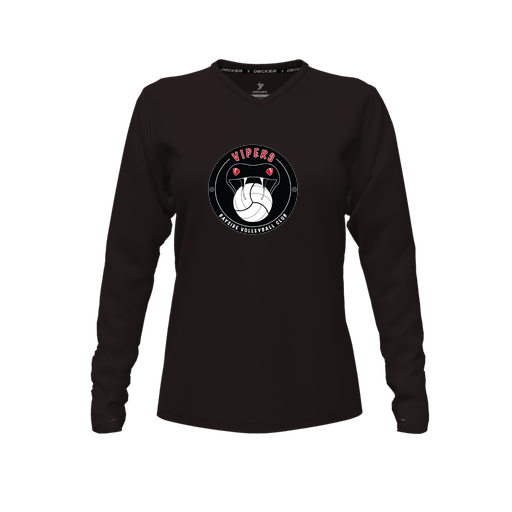 [FTLVCFBK-FYXS-LOGO1] Decker Comfort T-Shirt (Female Youth XS, Black, V Neck, Logo 1, Long Sleeve)