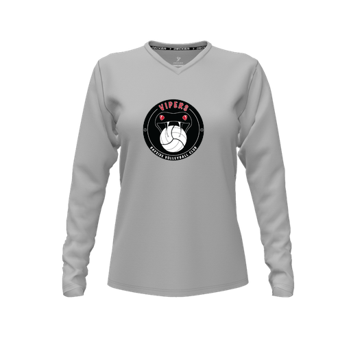 [CUS-DFW-TEES-CMF-VNK-LSL-GRY-FYXS-LOGO1] Comfort T-Shirt (Female Youth XS, Gray, V Neck, Logo 1, Long Sleeve)
