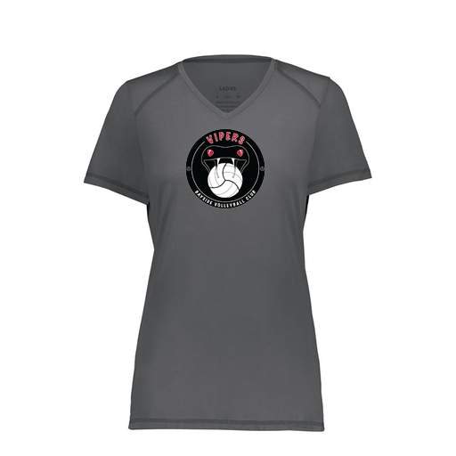 [6844.98D.XS-LOGO1] Women's SoftTouch Short Sleeve (Female Adult XS, Gray, Logo 1)