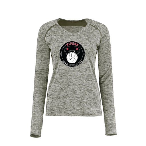 [222770.K94.XS-LOGO1] Ladies Electric Long Sleeve Shirt (Female Adult XS, Gray, Logo 1)