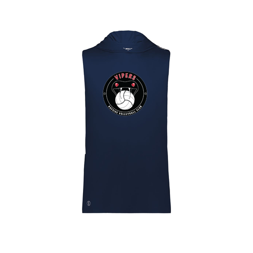 [222590.065.XS-LOGO1] Men's CoolDry Sleeveless Hoodie (Adult XS, Navy, Logo 1)