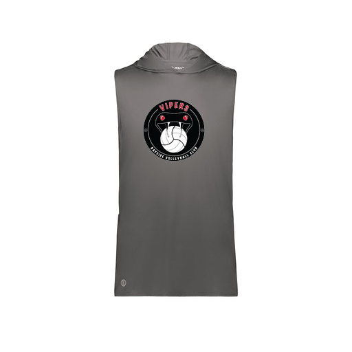 [222590.98D.XS-LOGO1] Men's CoolDry Sleeveless Hoodie (Adult XS, Gray, Logo 1)