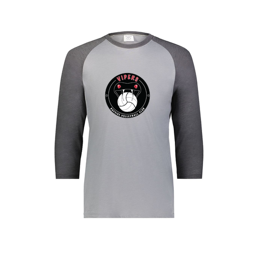 [6879.30V.S-LOGO1] Men's Vintage 3/4 Sleeve T-Shirt (Adult S, Gray, Logo 1)