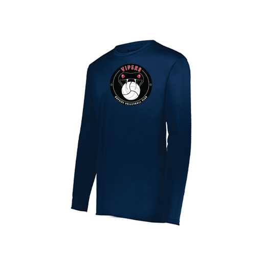 [222823.065.S-LOGO1] Youth LS Smooth Sport Shirt (Youth S, Navy, Logo 1)