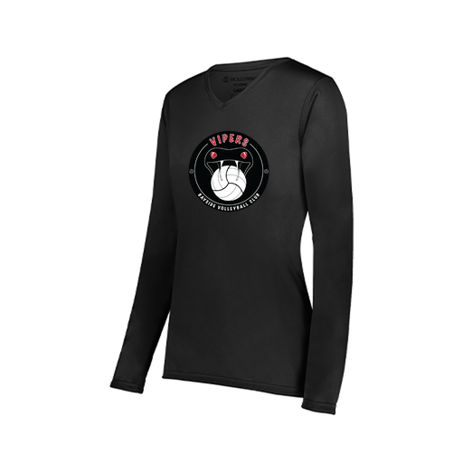 [222824.080.S-LOGO1] Ladies LS Smooth Sport Shirt (Female Adult S, Black, Logo 1)