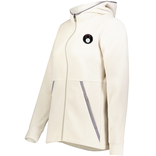 [6860.53T.XS-LOGO1] Ladies Chill Full Zip Fleece (Female Adult XS, White, Logo 1)
