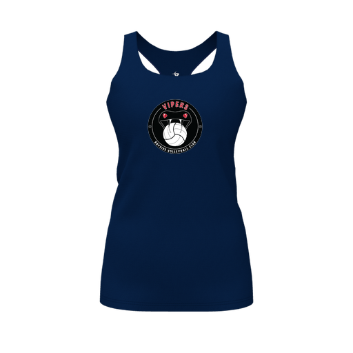 [CUS-DFW-RCBK-PER-NVY-FYS-LOGO1] Racerback Tank Top (Female Youth S, Navy, Logo 1)