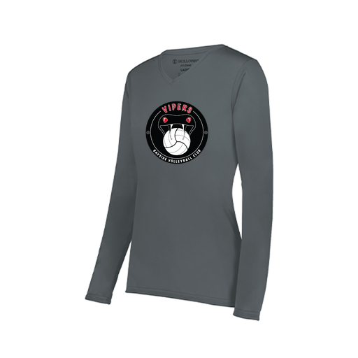 [222824.059.S-LOGO1] Ladies LS Smooth Sport Shirt (Female Adult S, Gray, Logo 1)